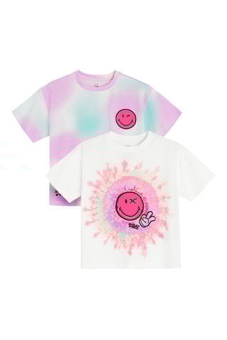 2 t-shirts Smileys - Rose et blanc