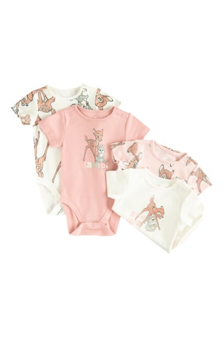 4 bodys Bambi Disney - Blanc et rose