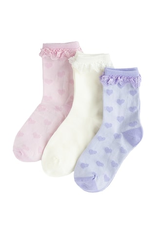 3 paires de chaussettes - Ecru et violet clair