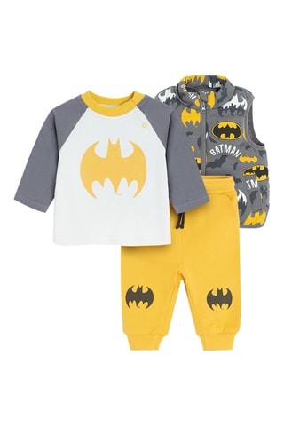 Ensemble 3 pièces Batman La Ligue des Justiciers DC Comics - Gris clair et moutarde