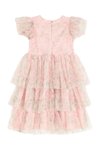 Robe volantée - Beige et rose poudré