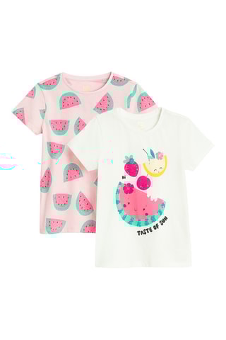 2 t-shirts - Rose poudré et blanc