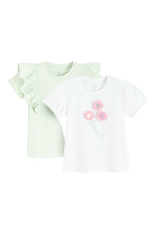 2 t-shirts - Blanc et vert clair