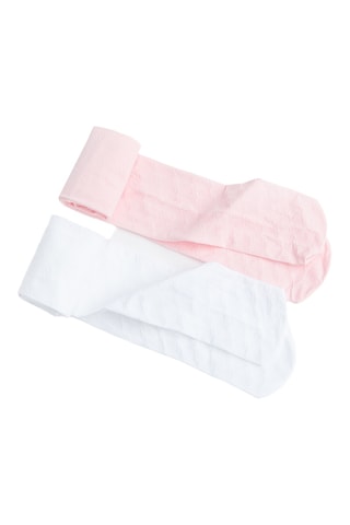 2 paires de collant - 40 deniers - Rose et blanc