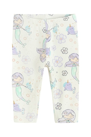 3 leggings - Mauve, blanc et vert clair