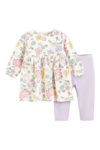 Robe et legging Peppa Pig - Ecru et mauve