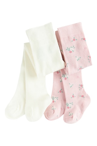 2 collants - Blanc et rose