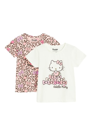 2 t-shirts Hello Kitty Sanrio - Blanc et rose