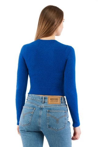 Jersey corto de lana y cachemir - Azul