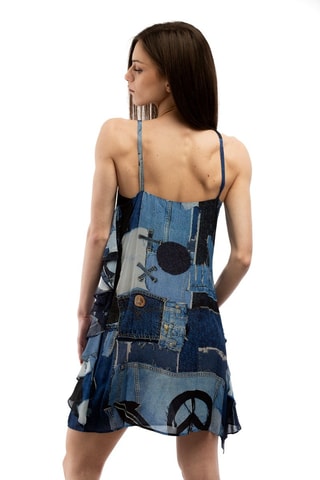 Robe patineuse - Blanc, noir et bleu