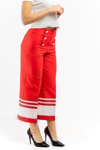 Pantalon 7/8 taille haute - Blanc et rouge