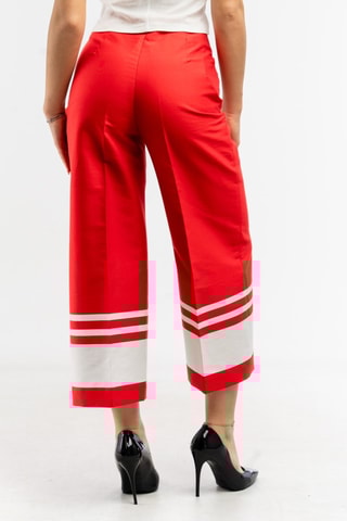 Pantalon 7/8 taille haute - Blanc et rouge