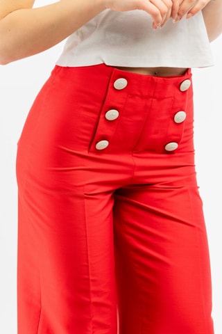 Pantalon 7/8 taille haute - Blanc et rouge