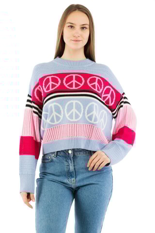 Jersey de lana - Blanco, azul y rosa