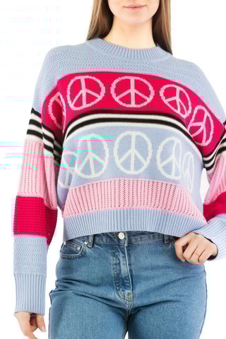 Jersey de lana - Blanco, azul y rosa