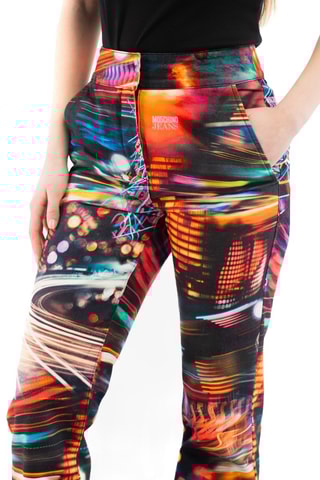 Pantalon droit - Blanc, noir et bleu