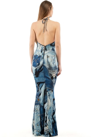 Vestido de tubo - Blanco, negro y azul