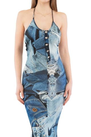 Vestido de tubo - Blanco, negro y azul