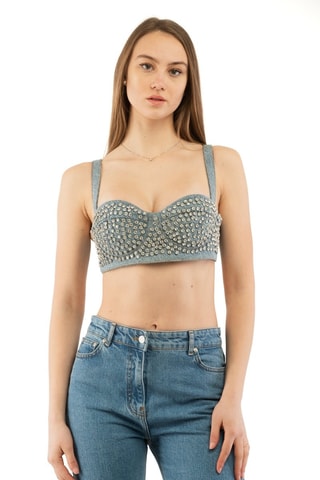 Crop top - Blanco y azul
