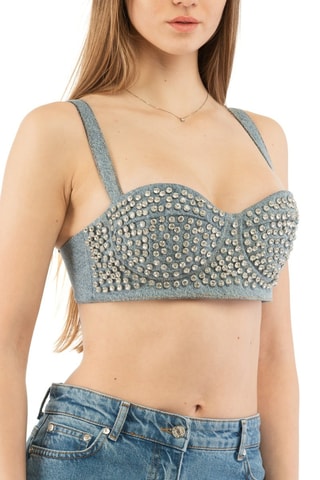 Crop top - Blanco y azul