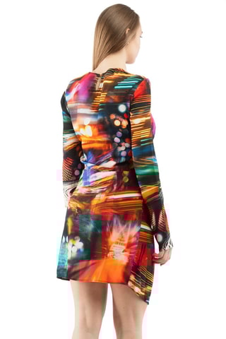 Vestido recto - Blanco, negro y azul