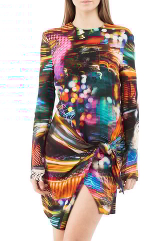 Vestido recto - Blanco, negro y azul