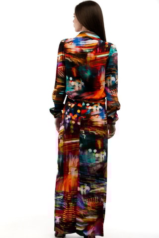 Vestido camisero - Blanco, negro y azul