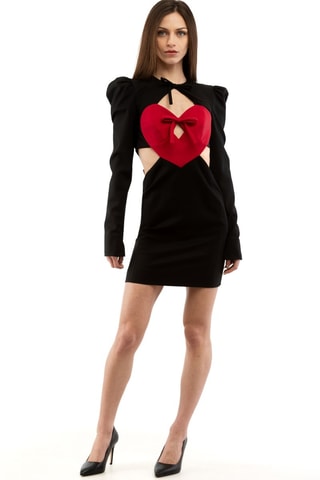 Vestido recto - Negro y rojo