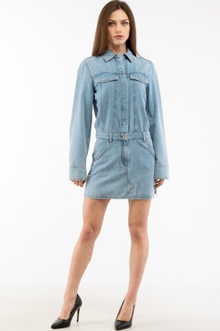 Vestido camisero de lana - Azul