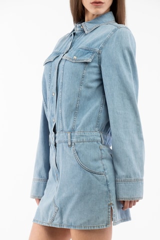 Vestido camisero de lana - Azul