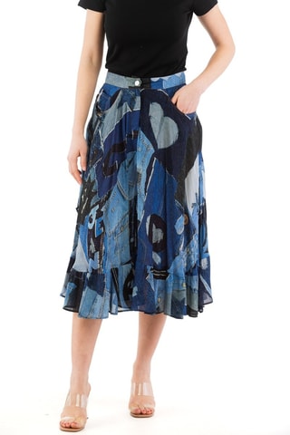 Jupe longue - Blanc, noir et bleu