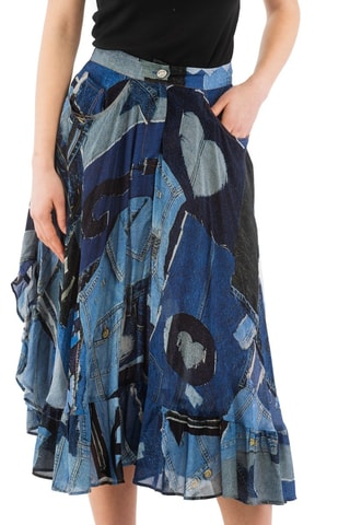 Jupe longue - Blanc, noir et bleu