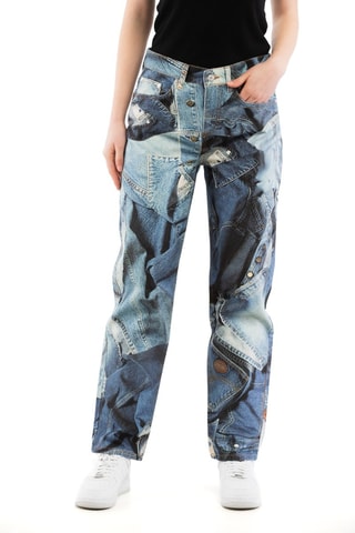 Pantalon droit - Blanc, noir et bleu