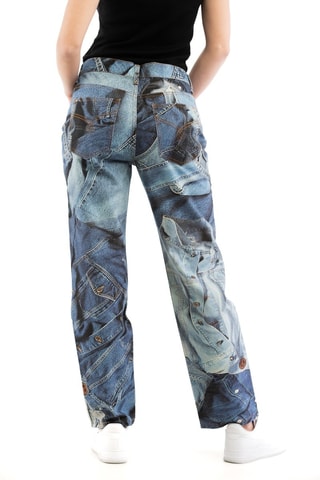 Pantalon droit - Blanc, noir et bleu