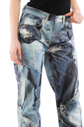 Pantalon droit - Blanc, noir et bleu