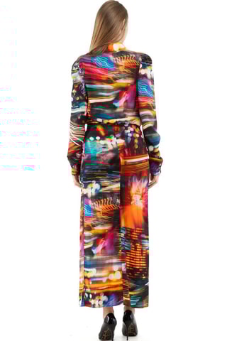 Vestido camisero - Blanco, negro y azul