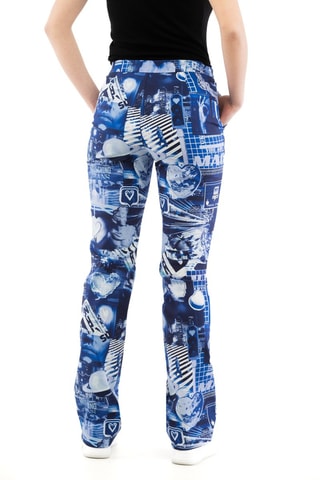 Pantalon droit en laine - Blanc et bleu