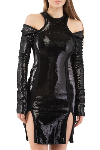 Vestido de tubo de lana - Negro