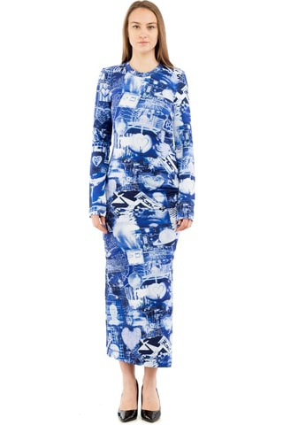 Vestido de tubo - Blanco y azul