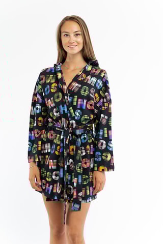 Kimono con capucha - Negro, azul y verde