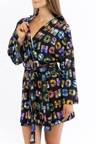 Kimono con capucha - Negro, azul y verde