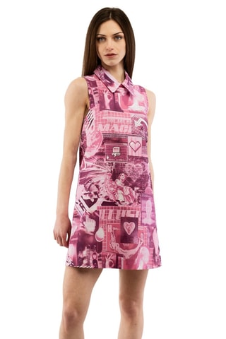 Robe droite - Blanc, rouge et rose