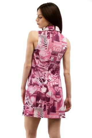 Robe droite - Blanc, rouge et rose