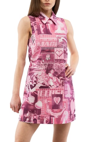 Robe droite - Blanc, rouge et rose