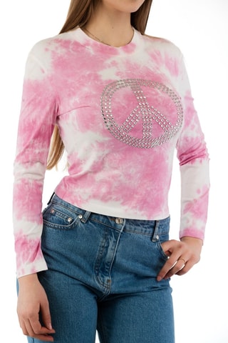 Jersey fino tie-dye - Blanco y rosa