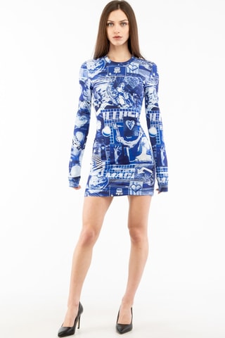 Vestido recto - Blanco y azul