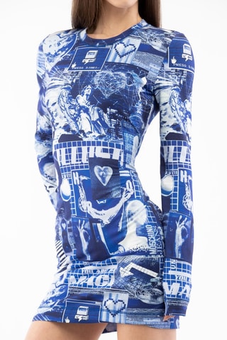 Vestido recto - Blanco y azul