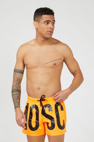 Bañador corto - Blanco y naranja