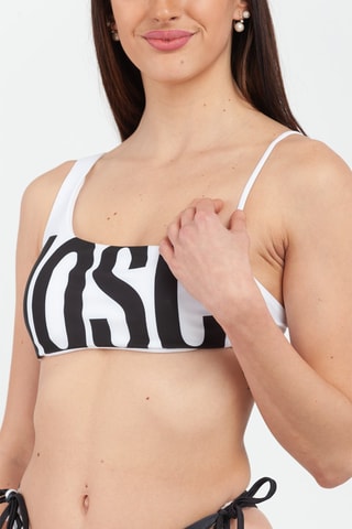 Sujetador de bikini asimétrico - Blanco y negro