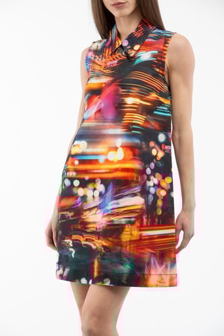 Vestido recto - Blanco, negro y azul